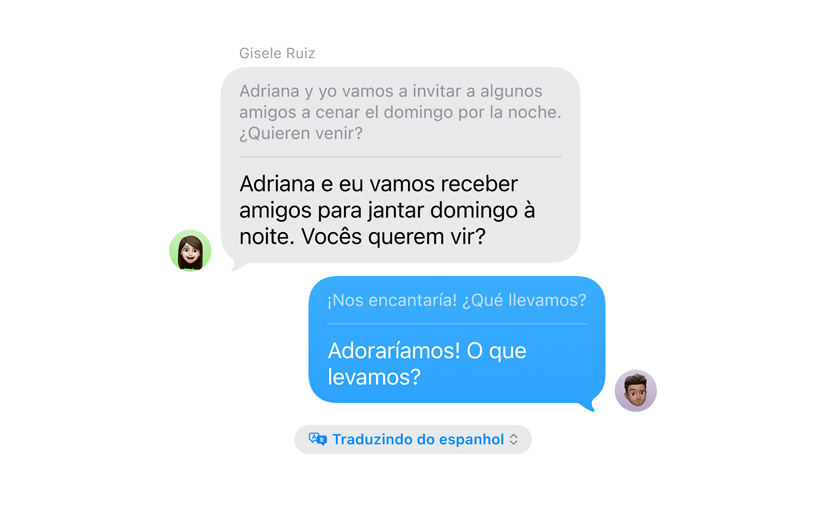 App Mensagens mostrando a Tradu??o ao Vivo