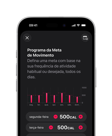 iPhone 16 Pro em titanio preto mostra o detalhamento do Programa da Meta de Movimento