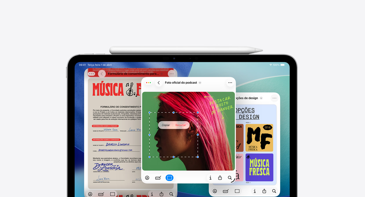 iPad mostrando o novo app Pré-Visualiza??o
