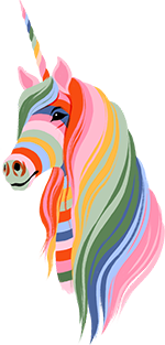 Une licorne multicolore appara?t.