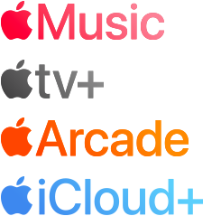 Seznam slu?eb Apple: Apple Music, Apple TV Plus, Apple Arcade a Apple iCloud Plus