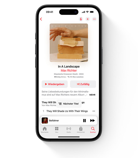 iPhone mit Apple Music Benutzeroberfl?che mit Max Richter