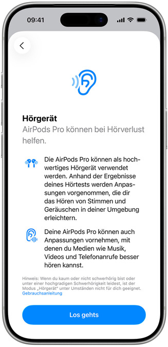 Der H?rger?t Einführungsbildschirm