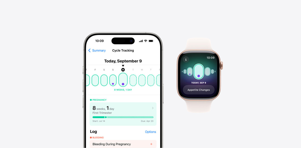 Syklus-appen p? iPhone og Apple Watch.