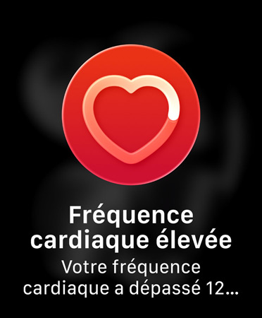Notification de fréquence cardiaque, cercle rouge, ic?ne de c?ur centrée