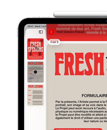 Un iPad, orientation paysage, un Apple Pencil fixé de fa?on magnétique à son sommet, le c?té supérieur gauche de l’écran affiche un PDF dans l’app Aper?u