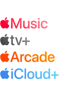 Apple Music、Apple TV+、Apple Arcade、iCloud+を含むAppleのサブスクリプションサービスのロゴ