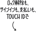 ロック解除も、サインインも、支払いも、Touch IDで