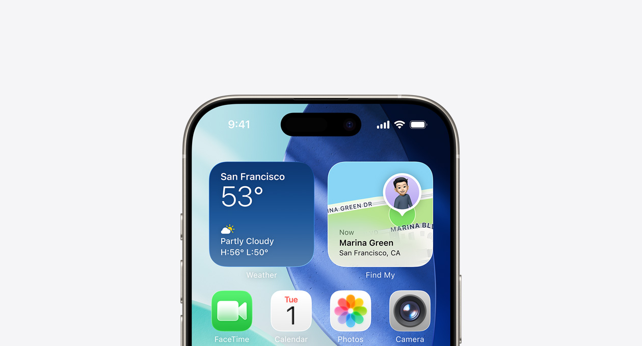 iPhone 螢?zāi)坏纳习氩糠郑故局鳟嬅?，最頂一行為天?app 和尋找 app 的小工具