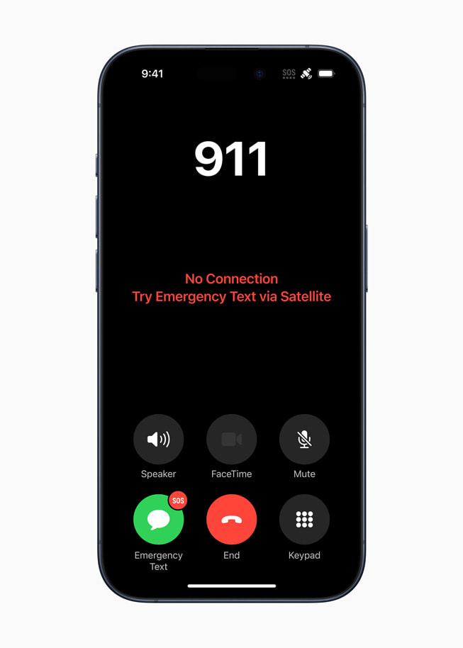 Un texto de Emergencia SOS vía satélite en un iPhone?15?Pro.