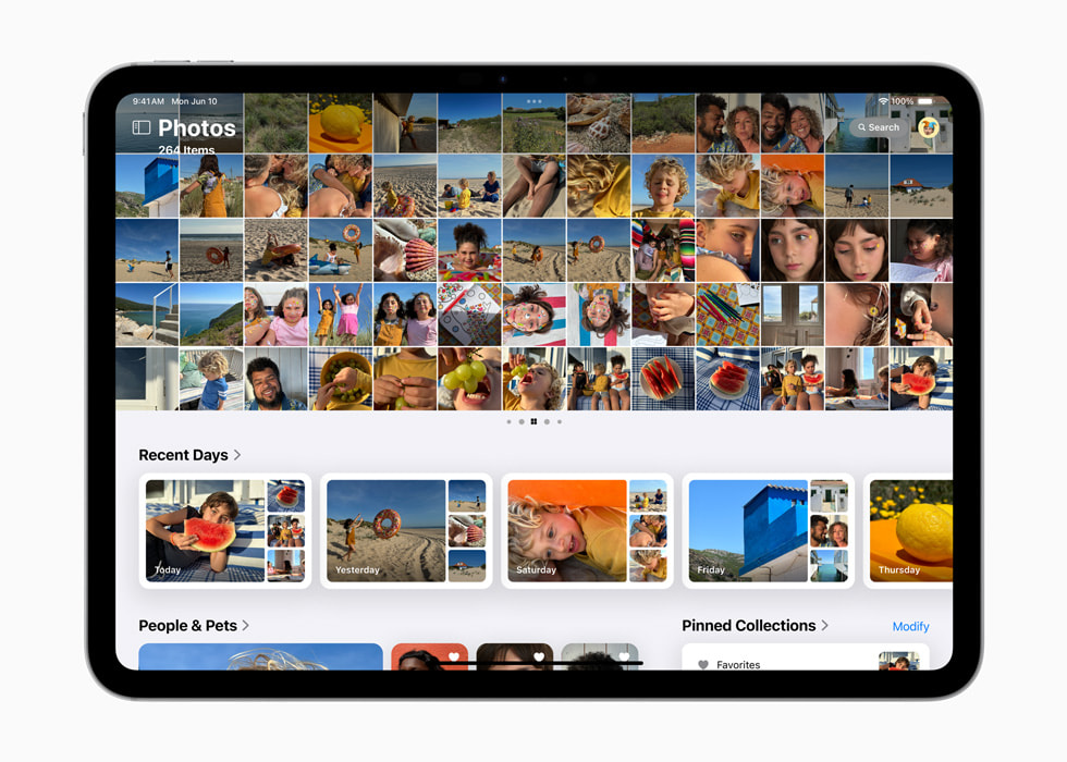 ?? ???, Recent Days, People & Pets, Pinned Collections ? ??? ???? ???? iPad Pro. 