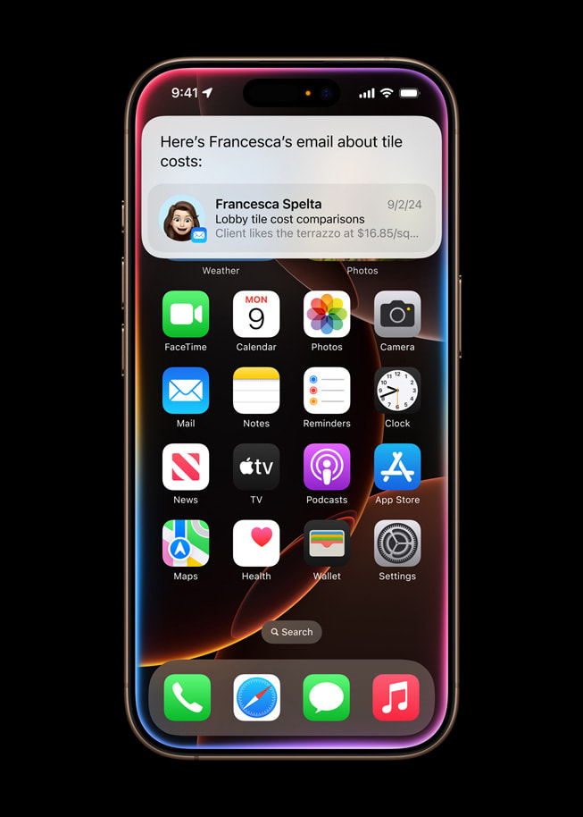 Siri iPhone 16 Pro’da, bir kullan?c?n?n arkada??ndan gelen karo fiyatlar?yla ilgili maili g?steriyor.