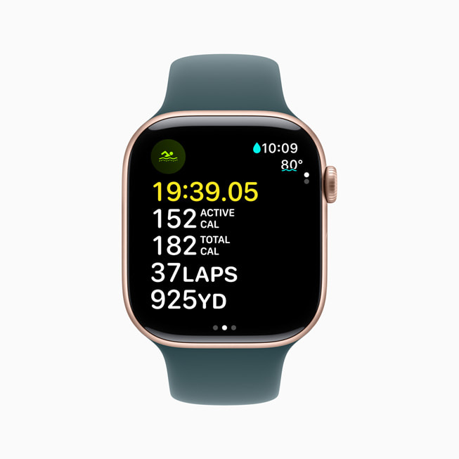 Olahraga Renang Perairan Terbuka ditampilkan di Apple Watch Series 10.