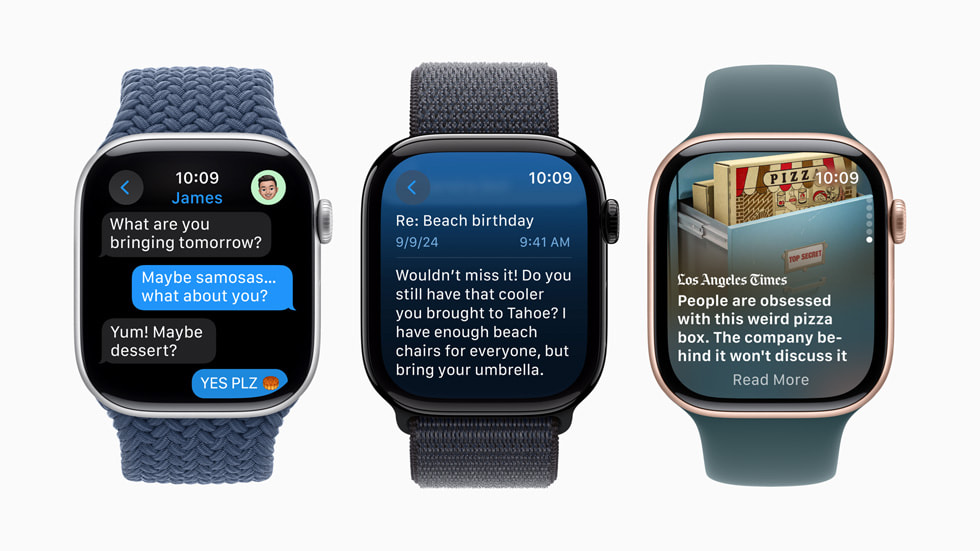 Layar yang lebih besar ditampilkan pada tiga model Apple Watch Series 10.