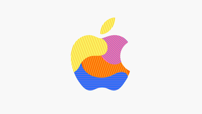 Logo Apple beraneka warna.