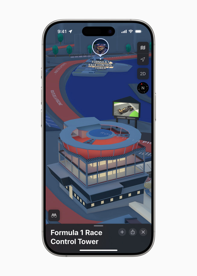 On iPhone 16 Pro, Apple Maps shows the Formula 1 Control Tower.