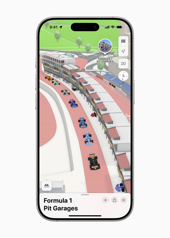 On iPhone 16 Pro, Apple Maps shows the Formula 1 Paddock.
