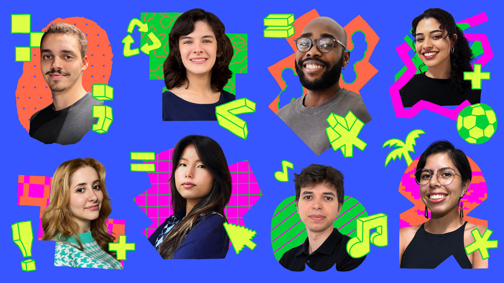 Uma colagem colorida com retratos de Felipe Mussi Ferreira Peixoto, Nina Guelman, Jo?o Pedro, Marília Luz dos Santos, Letícia Lima de Souza, Thiago Parisotto Dias, Larissa Ayumi Okabayashi e Carolina Quiterio.