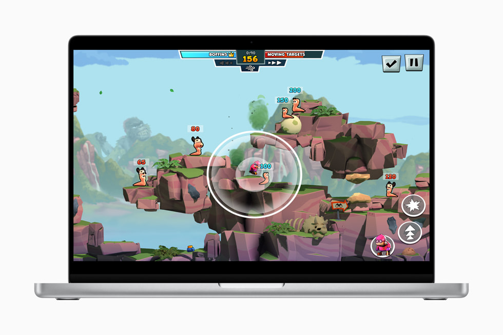 A still from Worms Across Worlds by Team17 and Behaviour Interactive.