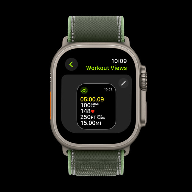 Apple Watch Ultra 3 shows a user’s Workout Views.