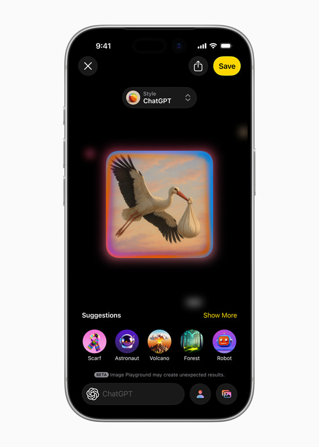 The new Image Playground experience is shown on iPhone 17 Pro.