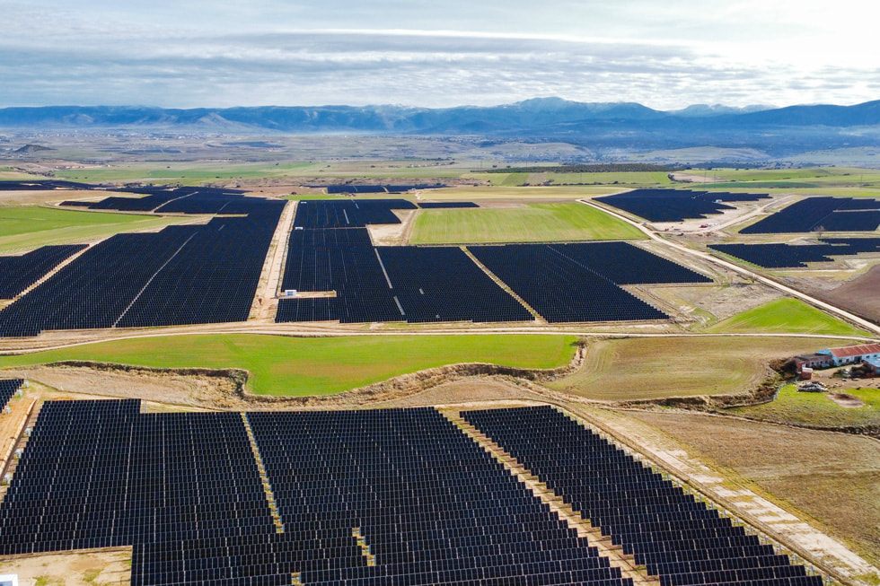 An aerial view of an Apple-funded renewable energy operation in Spain.