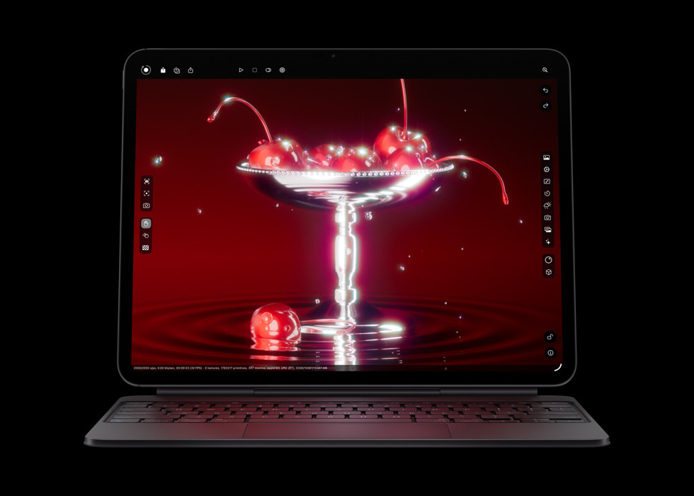 A close-up of the advanced graphics performance in Octane X on the new iPad Pro with M5.