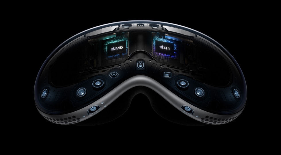 An image of the M5 chip and R1 chip in Apple Vision Pro.