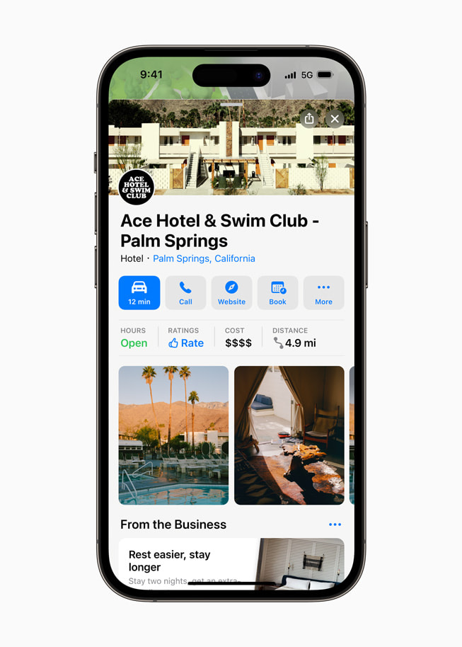 Stedskortet for Ace Hotel & Swim Club i Palm Springs vises.