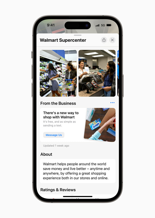 Et stedskort vises for en Walmart.