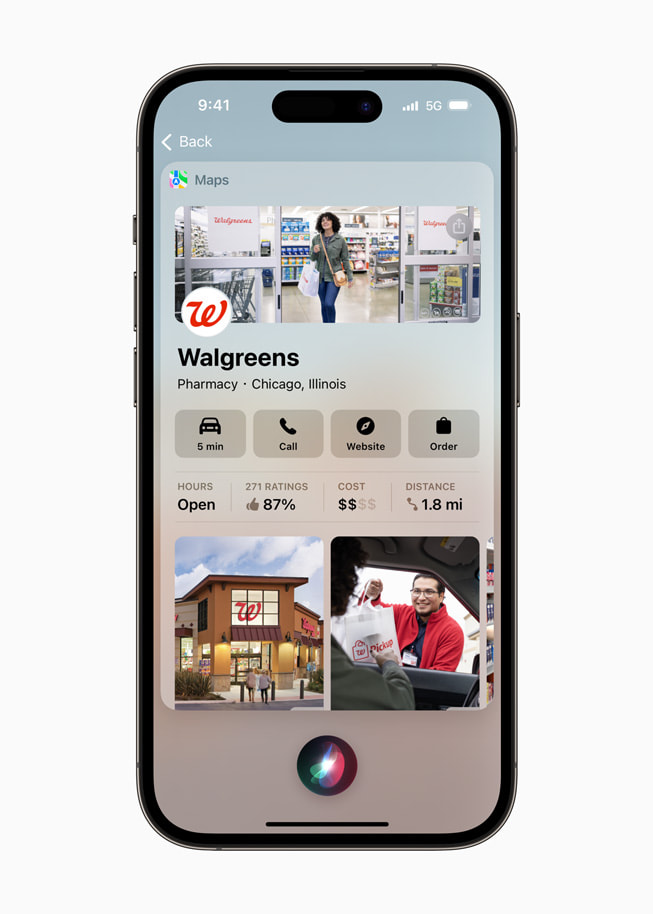 Et stedskort for en Walgreens i Chicago vises i Kart.