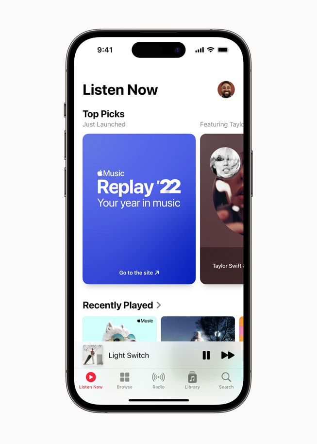 Ra m?t giao di?n m?i c?a tính n?ng Replay trên Apple Music.