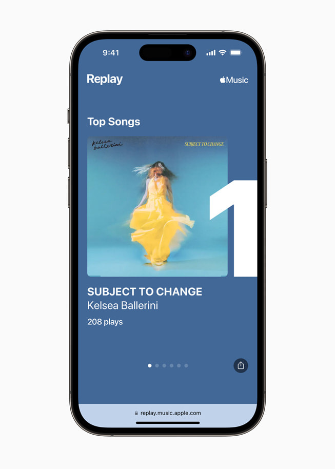 Các ca khúc hàng ??u ng??i dùng th??ng hay nghe nh?t trong Apple Music ???c hi?n th? trong Replay trên iPhone.