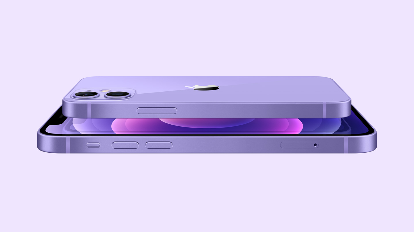 El iPhone?12 y el iPhone?12 mini morados.