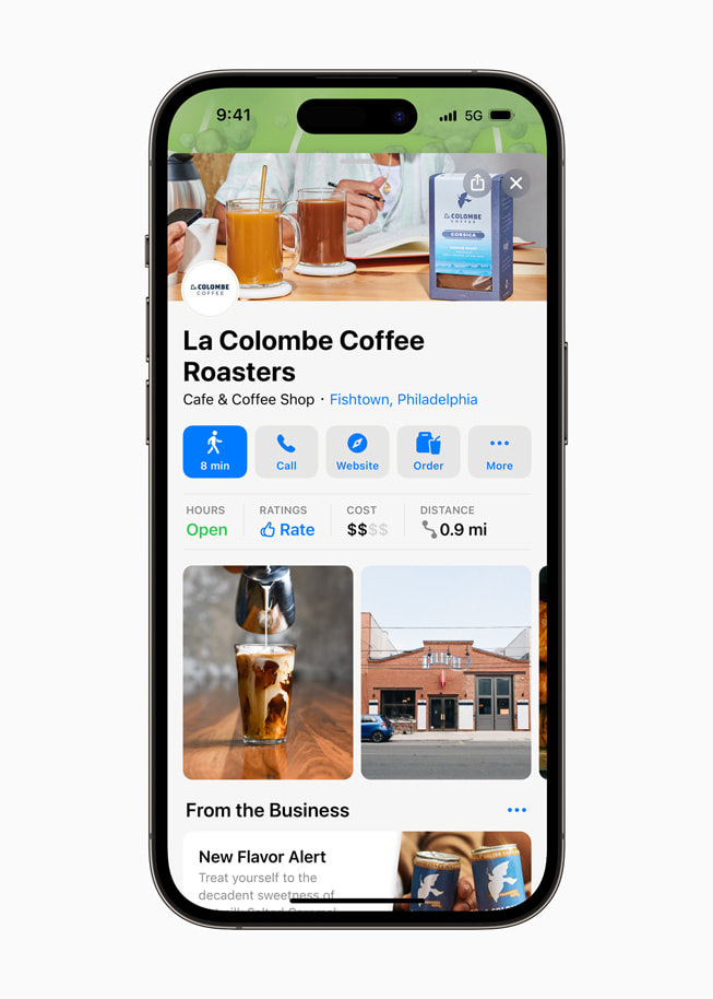 Stedskortet til La Colombe Coffee Roasters vises.