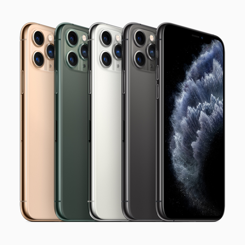 Gece ye?ili, uzay grisi, gümü? ve alt?n renklerde iPhone 11 Pro.