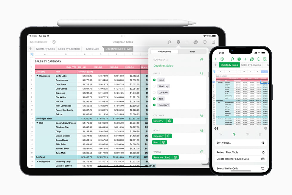 iPad ekran?nda Numbers ?zet tablo menüsü.