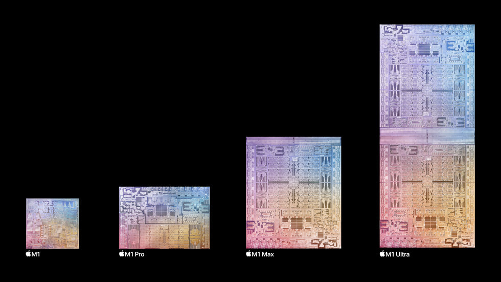 Apple ?zel ?ip ailesinin tamam?: M1, M1 Pro, M1 Max ve M1 Ultra.