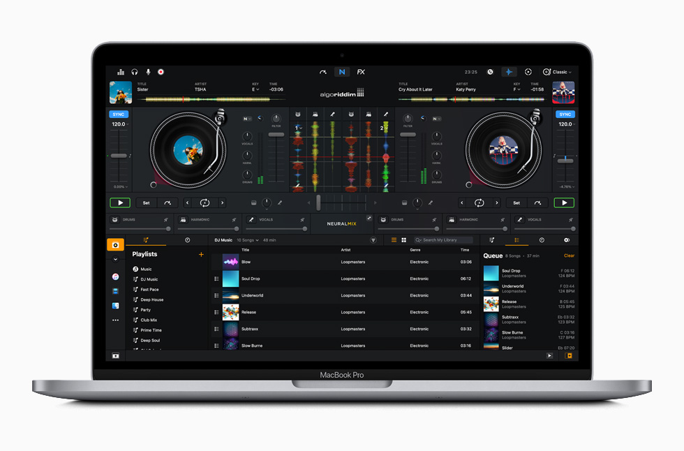 MacBook Pro’da djay Pro uygulamas? g?rüntüleniyor.