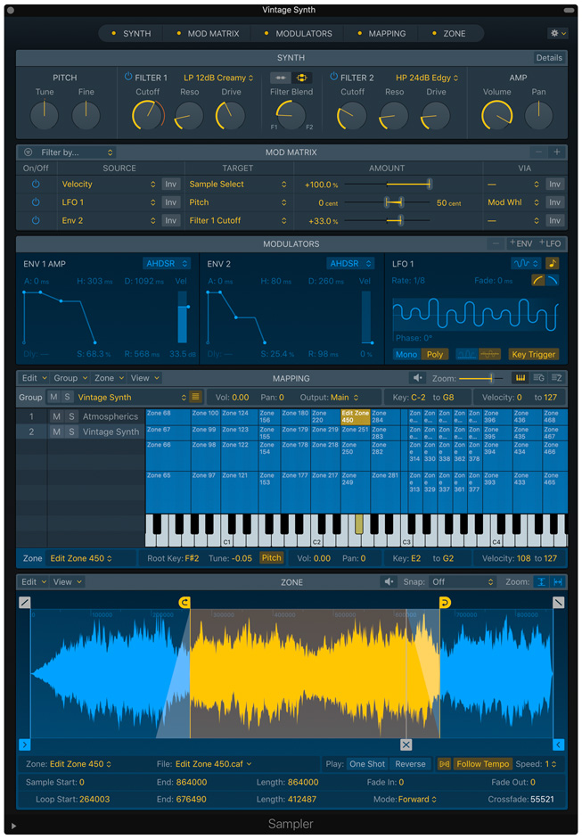 Logic Pro X’te Sampler ekran?.