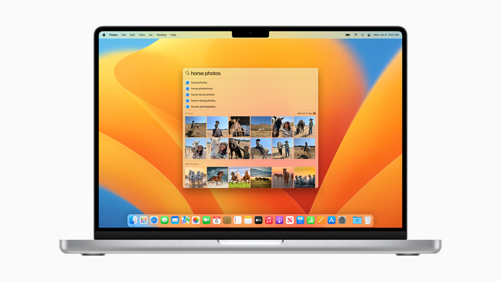 MacBook Pro’daki Spotlight’ta yeni foto?raf arama deneyimi.