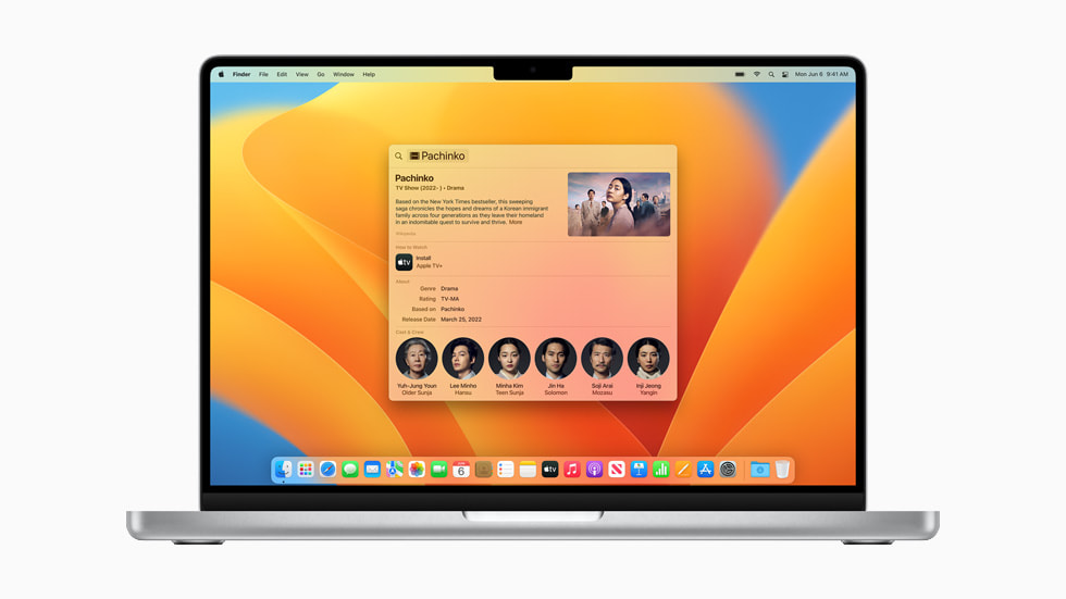 MacBook Pro’daki Spotlight’ta bir TV program?yla ilgili yeni arama sonu?lar?.