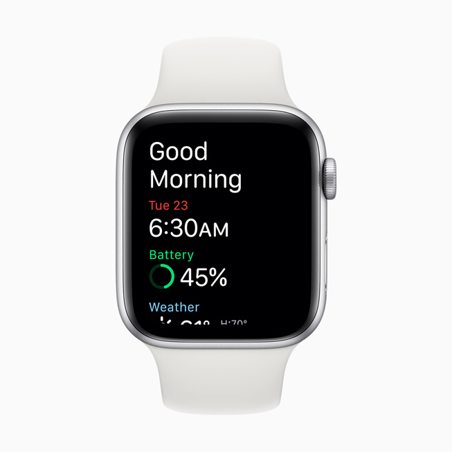 Apple Watch Series 5’te uyanma ekran? g?rüntüleniyor.