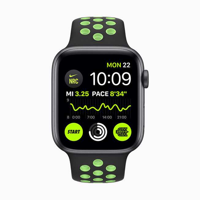 Apple Watch Series 5’te Nike Run Club komplikasyonlar? g?rüntüleniyor.