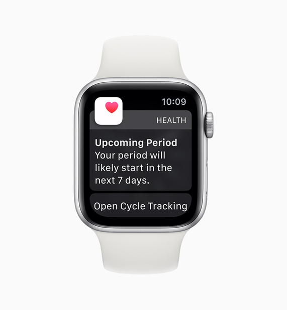 Apple Watch’taki Sa?l?k uygulamas?nda Cycle Tracking uygulamas? bildirimi g?steriliyor.