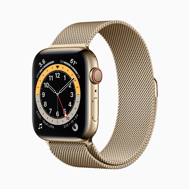 Sar? alt?n paslanmaz ?elik kasal? Apple Watch Series 6. 