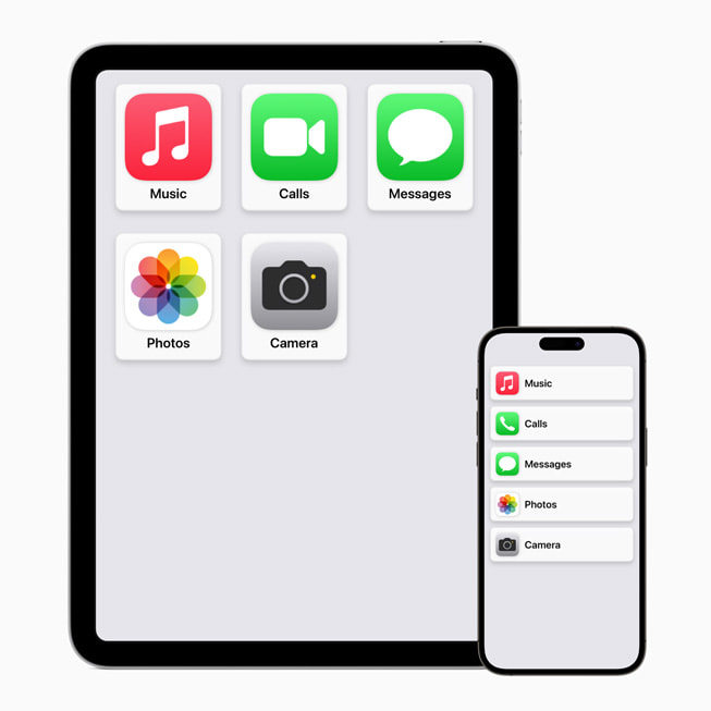 iPad ve iPhone’da Assistive Access ?zellikleri etkinle?tirilmi? yeni sade Ana Ekran.