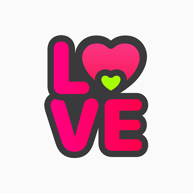 Kalp Sa?l??? Haftas? Aktivite Yar??mas?’n?n bir par?as? olarak animasyonlu bir "LOVE" ??kartmas? g?steriliyor.