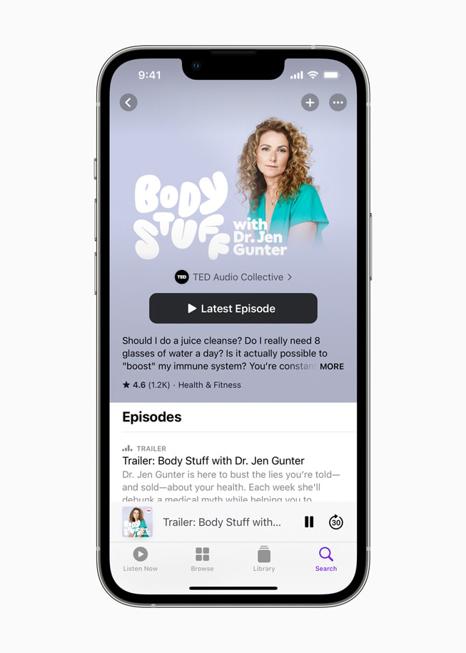 iPhone’da “Body Stuff with Dr. Jen Gunter” podcast’inin ana sayfas? g?steriliyor.
