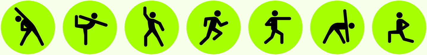 Trei pictograme care indic? activit??ile aplica?iei Exerci?ii, inclusiv Revenire dup? efort, Yoga ?i Dans